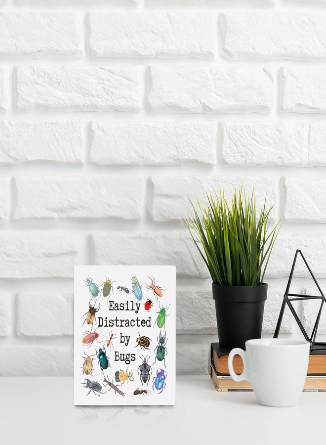 OFlich Bug Insect Decor - Distracted by Bugs Wood Box Signs for Kids Room, Cottagecore Decor, Entomology Gifts, 5x5 Inches - Image 2